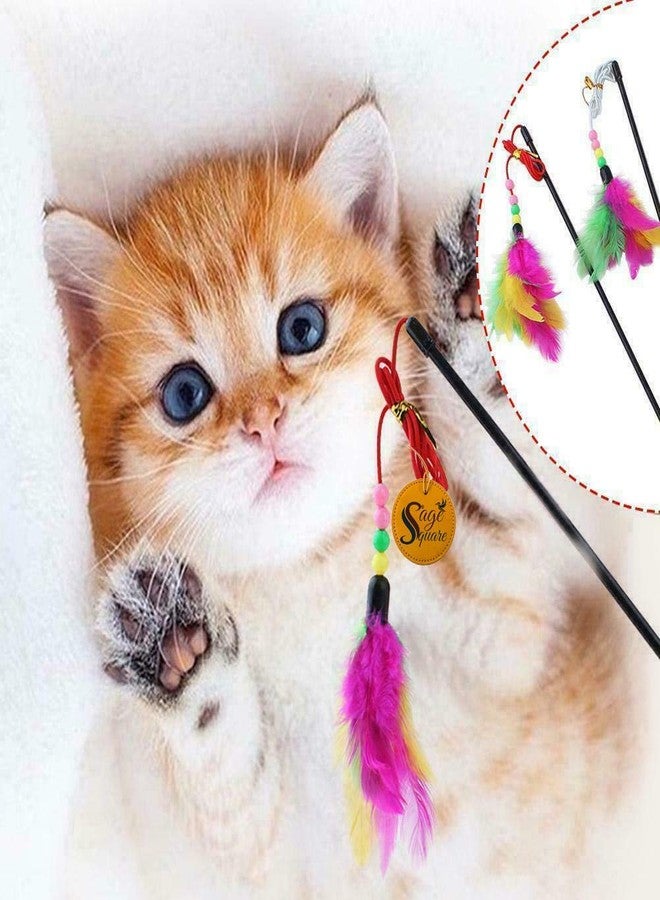 Sage Square Giant 47 cm Jumbo Size Playful Pet Friendly Feather Teaser Stick Toy for Cat/Kitten/Puppy (Random Colour) - Image 4